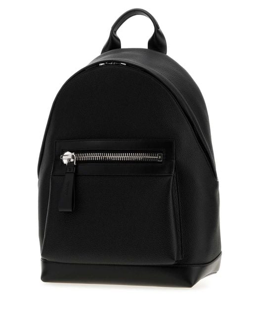 Tom Ford Black Leather Backpack for men