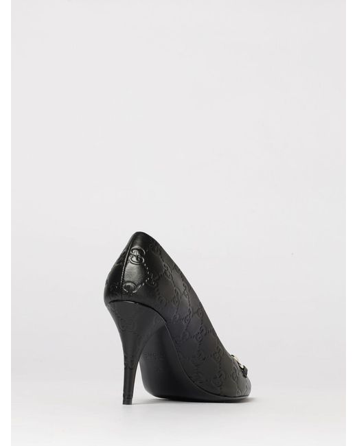 Gucci Black Erin Leather Pumps With Gg Monogram