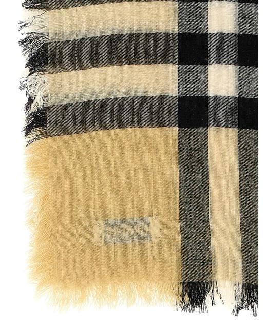 Burberry Metallic Check Wool Scarf