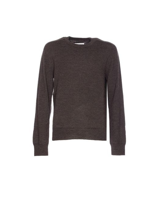 Maison Margiela Gray Wool Sweater With Patches On Elbow for men