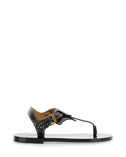 Isabel Marant White 'Jooni' Sandals With Buckle Closure And Metal Studs for men
