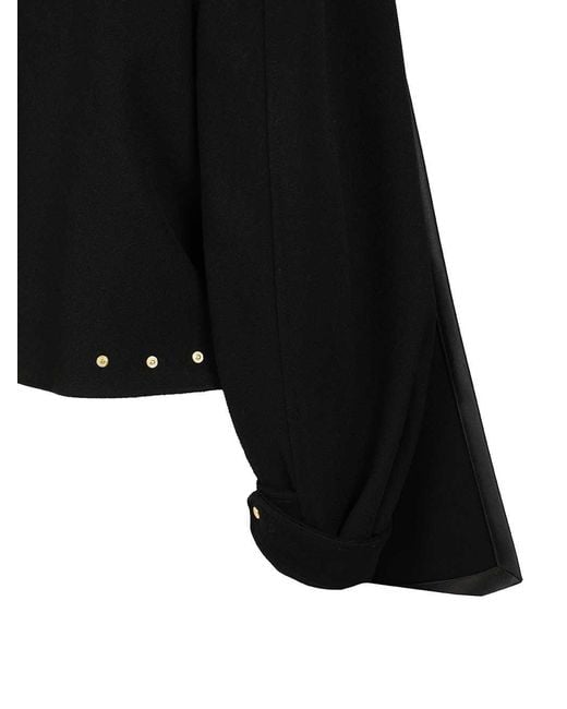 Céline Black Wool Jacket With Removable Scarf