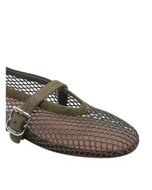 Alaïa Gray Fishnet Flat Ballets