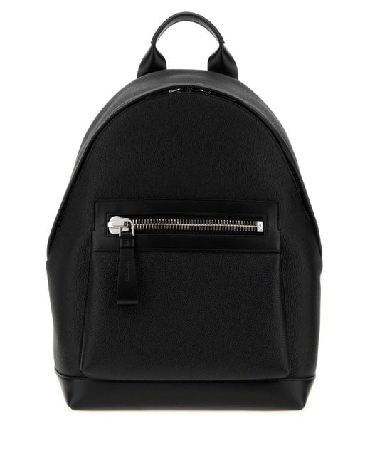 Tom Ford Black Leather Backpack for men
