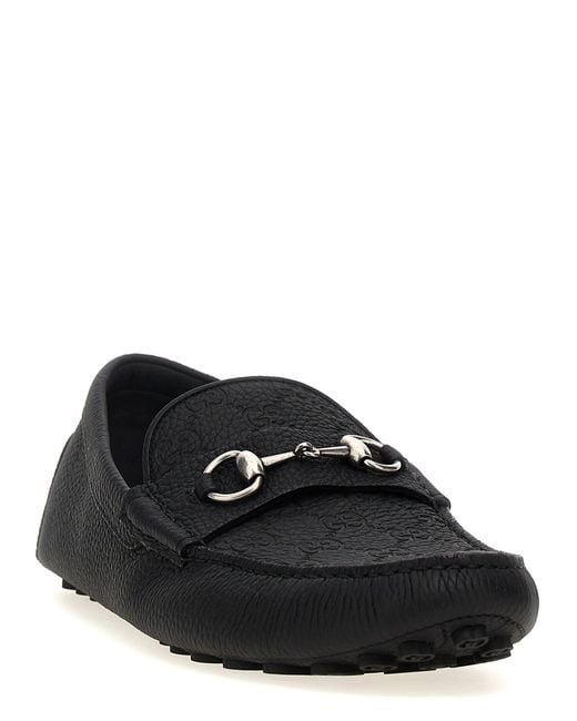 Gucci Black Leather Driver Loafers for men
