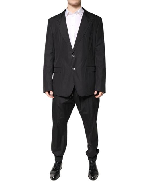 Dolce & Gabbana Black Cotton Single Breasted 2 Piece Suit for men