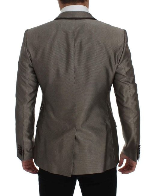 Dolce & Gabbana Black Slim Fit Silk Two Button Blazer for men