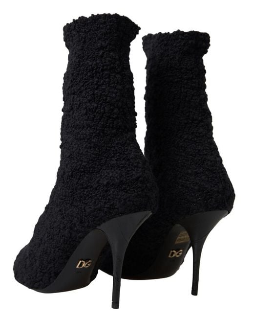 Dolce & Gabbana Black Elegant Virgin Wool Mid Calf Boots