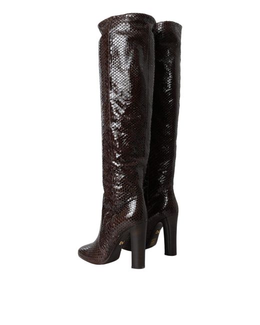 Dolce & Gabbana Black Exotic Leather Heels High Boots Shoes