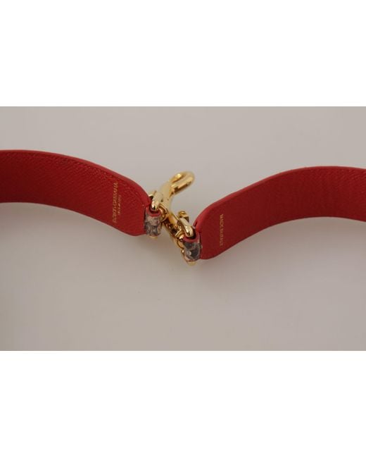 Dolce & Gabbana Red Python Leather Crystals Shoulder Strap