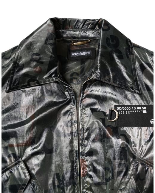 Dolce & Gabbana Black Letter Print Bomber Jacket for men