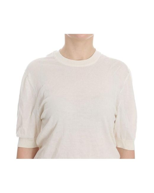 Dolce & Gabbana White 100% Cashmere Sweater