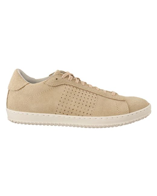 LA SCARPA ITALIANA Beige Suede Perforated Lace Up Sneakers Shoes in Black  for Men | Lyst