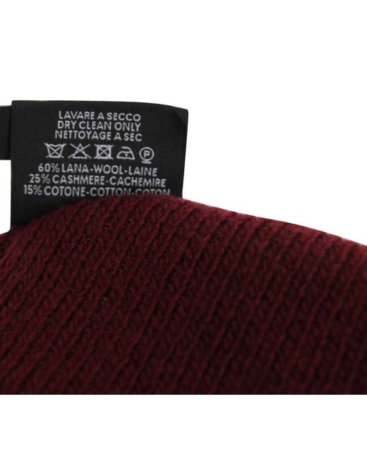 Gucci Red Wool Cashmere Cotton Medium Knit Beanie Hat With Logo