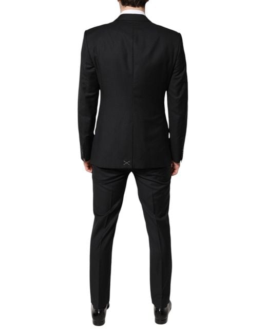 Dolce & Gabbana Black Wool Single Breasted 2 Piece Suit for men