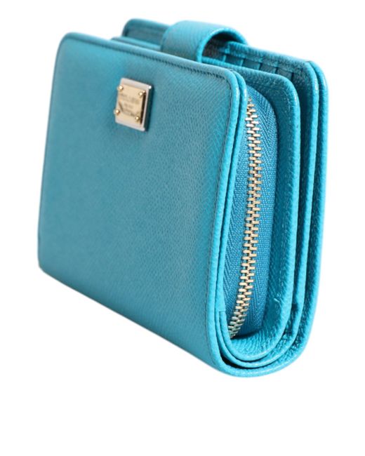 Dolce & Gabbana Blue Leather Bifold Continental Clutch Wallet