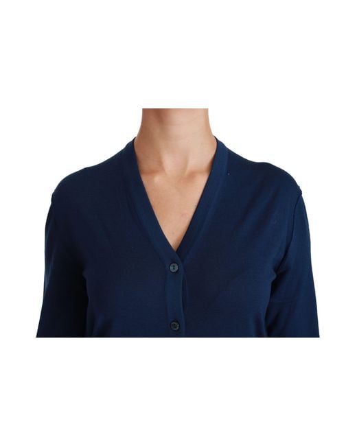 Dolce & Gabbana Blue Button Cardigan Virgin Wool Sweater
