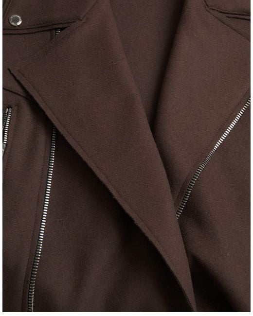Dolce & Gabbana Brown Coat Short Biker Wool Jacket