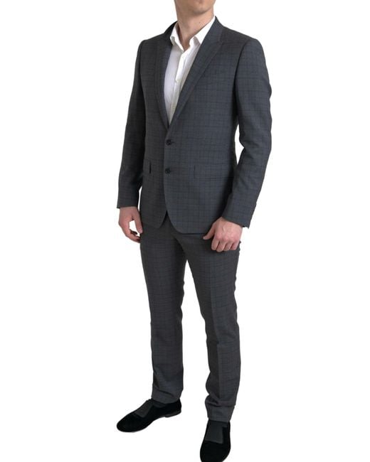 Dolce & Gabbana Black Wool Formal 2 Piece Martini Suit for men
