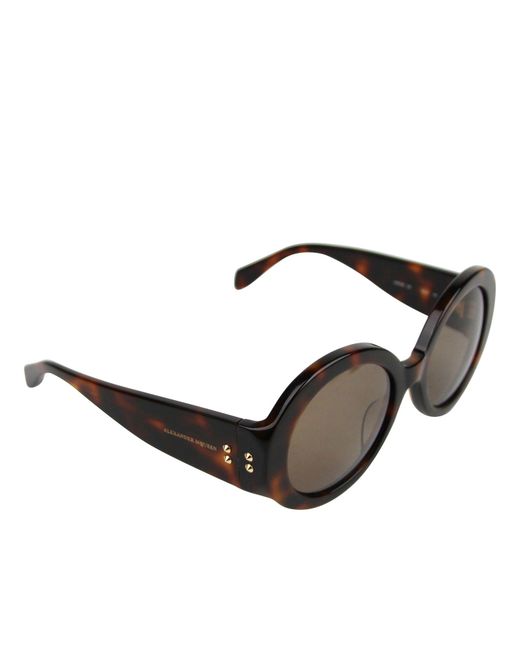 McQueen Brown Plastic Acetate Round Sunglasses