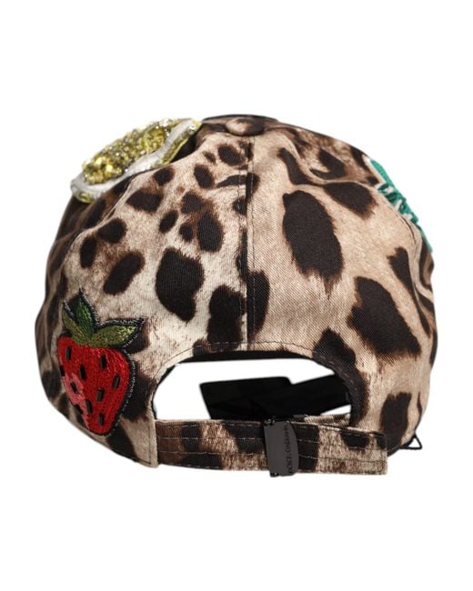 Dolce & Gabbana Brown Leopard Sequin Sicily Baseball Cap for men