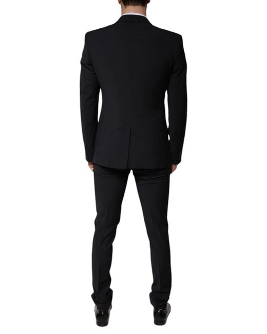 Dolce & Gabbana Black Wool 3 Piece Slim Fit Formal Suit for men