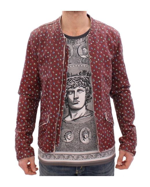 Dolce & Gabbana Red Leather Boxer Print Jacket Coat for men