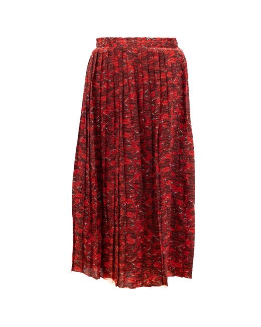 Valentino Garavani Red Midi Skirt With And Details