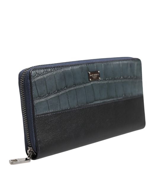 Dolce & Gabbana Black Exotic Leather Continental Clutch Wallet for men