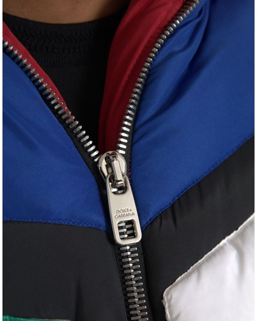 Dolce & Gabbana Blue Quilted Hooded Puffer Jacket for men