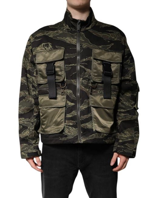 Dolce & Gabbana Black Tiger Camo Utility Jacket for men