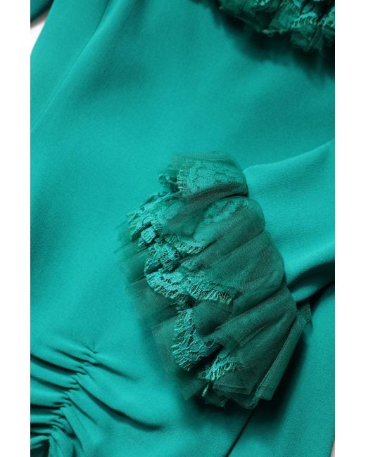 Dolce & Gabbana Green Lace Mini Dress With Ruffles
