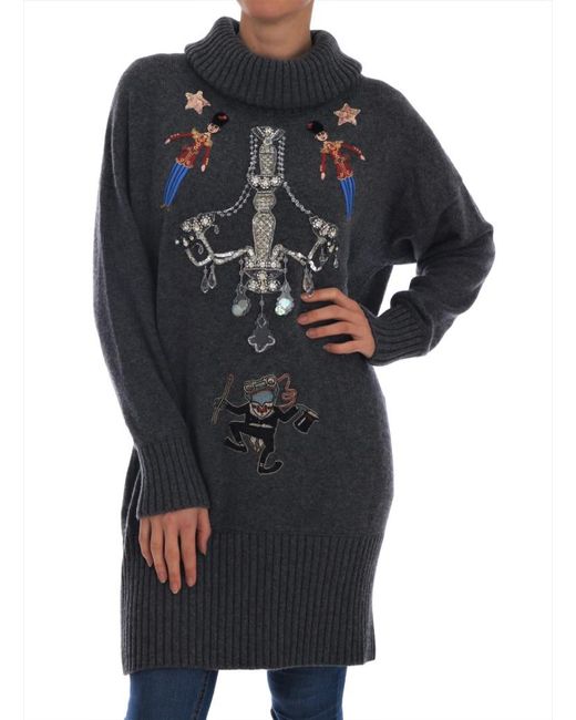 Dolce & Gabbana Black Fairy Tale Crystal Cashmere Sweater
