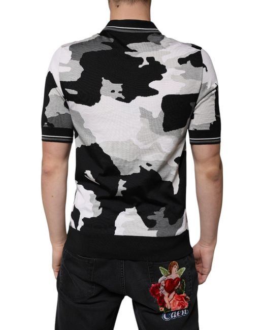 Dolce & Gabbana Black Camouflage Polo Shirt Tsh86941 for men
