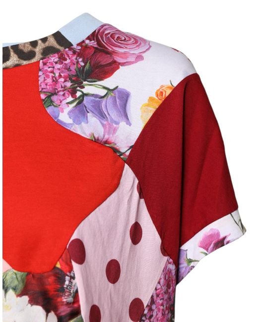 Dolce & Gabbana Pink Patchwork Short Sleeve Blouse Top