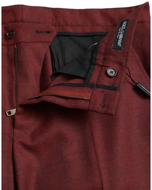 Dolce & Gabbana Red Wool Skinny Dress Pants for men