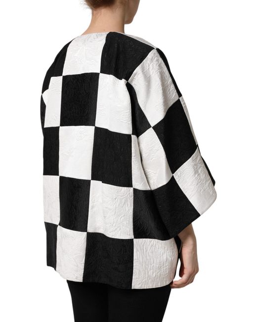 Dolce & Gabbana Black Patchwork Jacquard Blazer Jacket