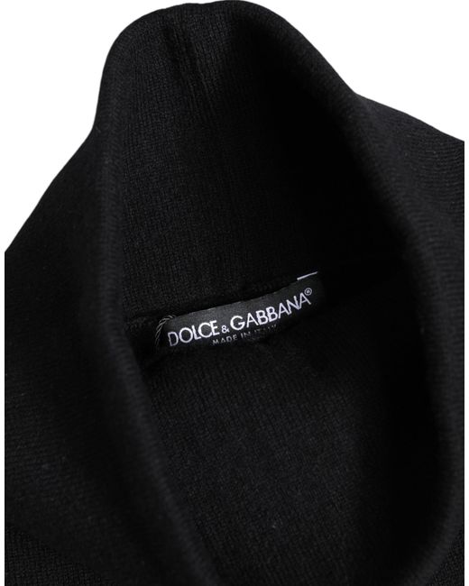Dolce & Gabbana Black Cashmere Knitted Neck Warmer Foulard Scarf for men