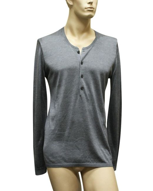 Gucci Gray Top Buttoned Silk Large Sweater for men
