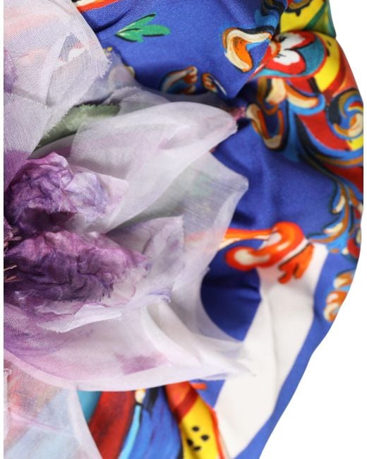 Dolce & Gabbana Blue Carretto Motif Turban Headwear Hat