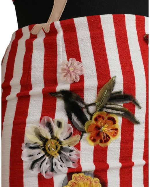 Dolce & Gabbana Red Floral Sleeveless Sheath Midi Dress