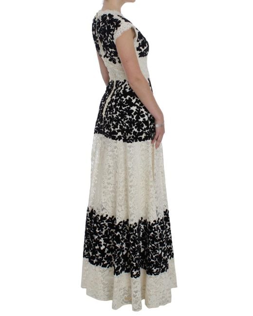 Dolce & Gabbana Black Floral Lace Ricamo Long Ball Maxi Dress