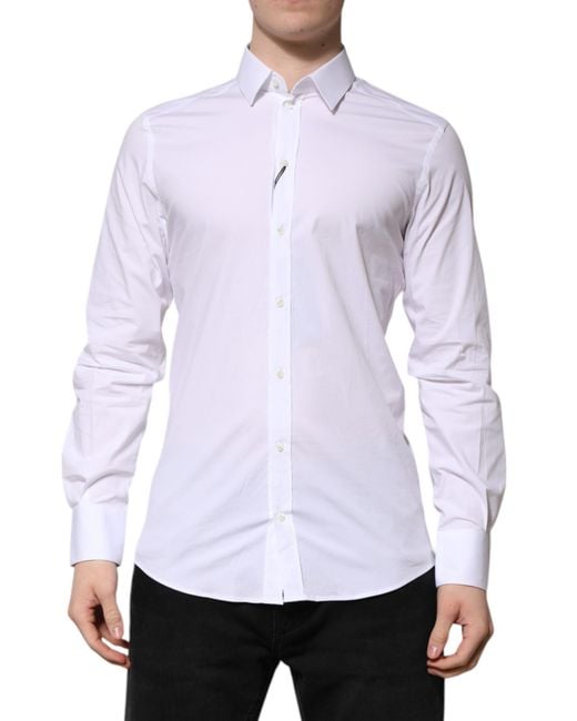 Dolce & Gabbana White Cotton Long Sleeves Formal Shirt for men