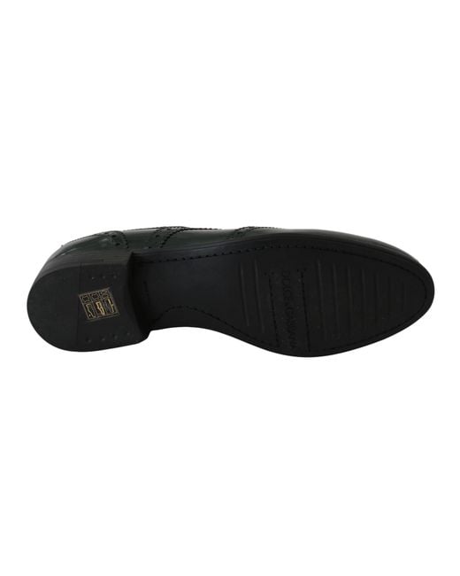 Dolce & Gabbana Black Leather Broque Oxford Wingtip Shoes