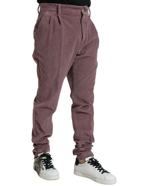 Dolce & Gabbana Purple Corduroy Cotton Stretch Skinny Pants for men