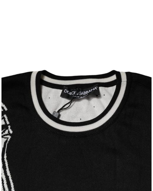 Dolce & Gabbana Black Guitar Pattern Knit Sweater for men