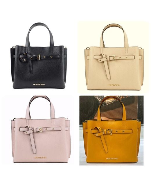 Michael Kors Emilia Small Pebbled Leather Satchel Crossbody Bag in