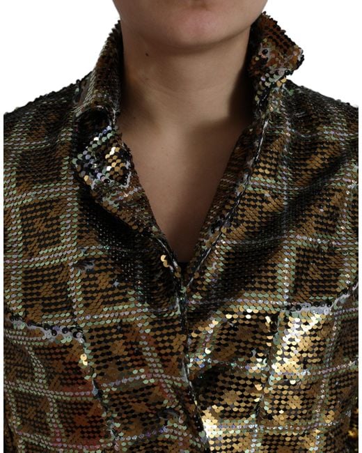 Dolce & Gabbana Black Polyester Sequined Cropped Jacket