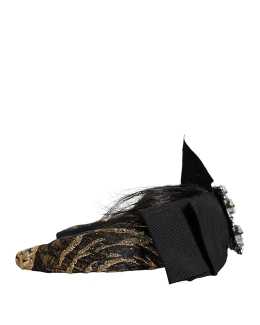 Dolce & Gabbana Black Hair Parrucchiera Crystal Headband Diadem
