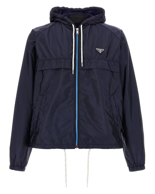 Prada Blue Recycled Polyamide Jacket for men
